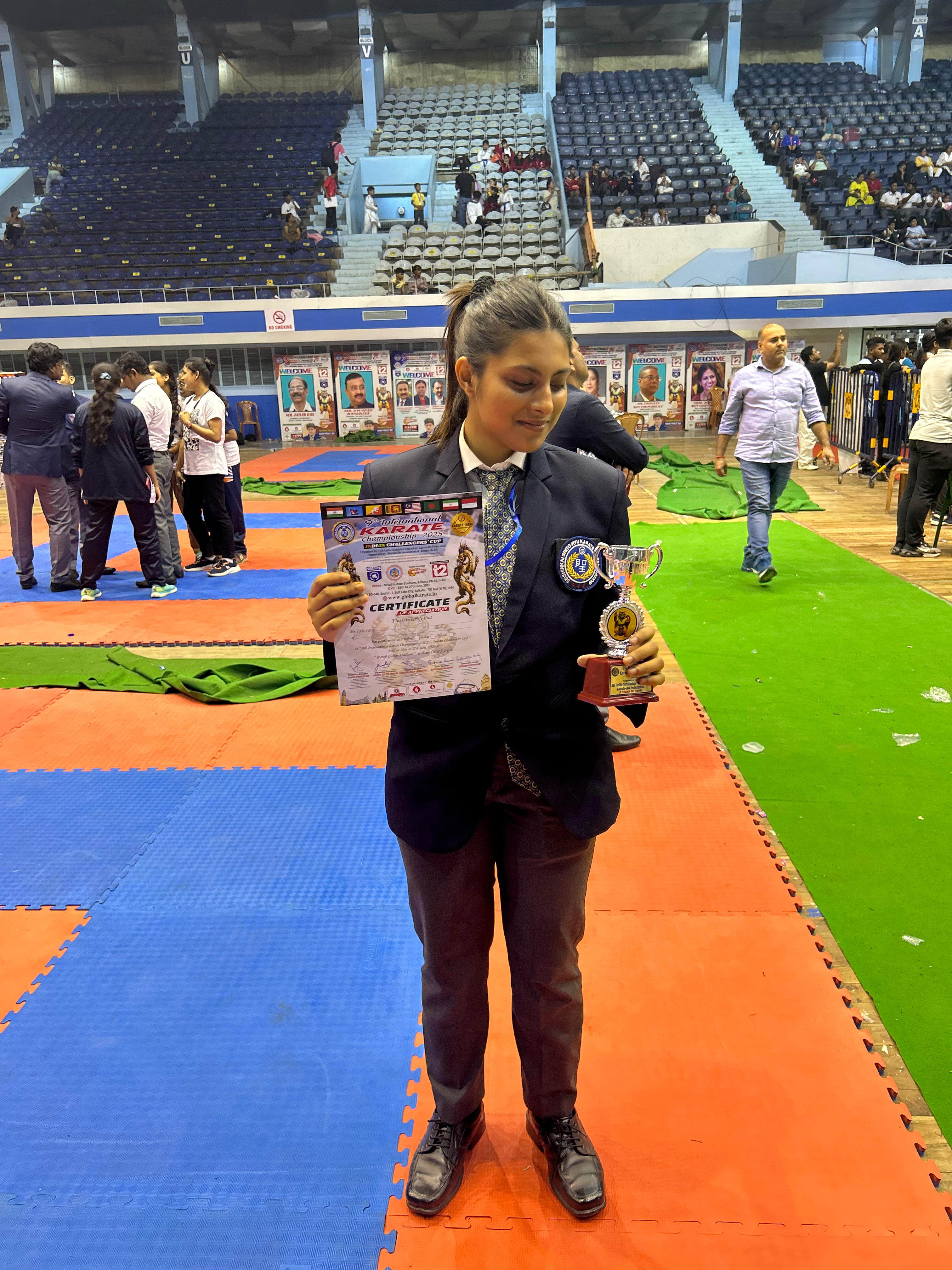 Departmental Student Koyel Mukherjee as Referee and Judge at the 9th International Karate Championship, 2025